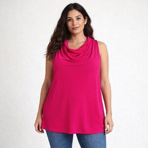 Cato Women's Pink Sleeveless Cowl Neck Draped Tunic Top Size‎ L Flowy Drapey